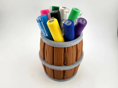 pen and brush holder and tools rum barrel