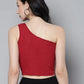 Rigo Women Red One Shoulder Ribbed Crop Top