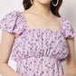 TRENDARREST Women's Lilac Floral Back Tie-up Detail Dress