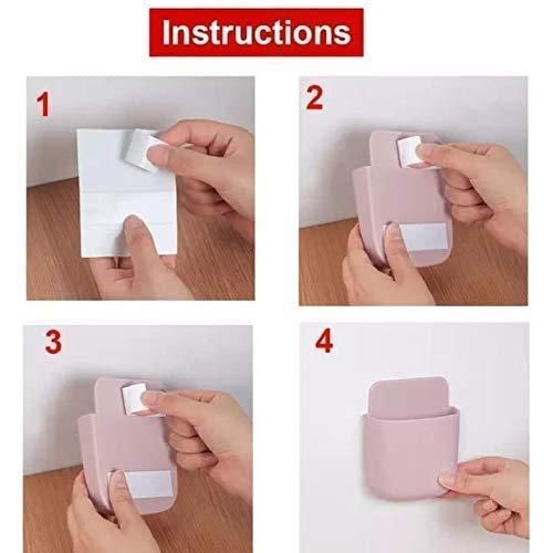 Wall Mounted Holder- Pcs Multicolored Wall Mounted Storage Case for TV Remote, AC Remote, Mobile Phone Plug Holder (Multicolor, 4 Pcs Set)