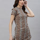 Rigo Women Animal Print Short Sleeve Drawstring Bodycon Dress