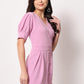 TRENDARREST Women's Polyester Lilac Overlap Short Dress