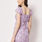 TRENDARREST Women's Lilac Floral Back Tie-up Detail Dress