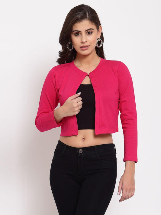 Style Quotient Women Fuchsia Pink Crop Shrug