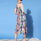 Style Quotient Off White & Blue Halter Neck Crepe Dress