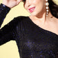 Trend Arrest Women's Polyester Embellished Bodycon One Shoulder Sequin Short Dress