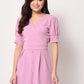 TRENDARREST Women's Polyester Lilac Overlap Short Dress
