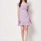 TRENDARREST Women's Lilac Floral Back Tie-up Detail Dress